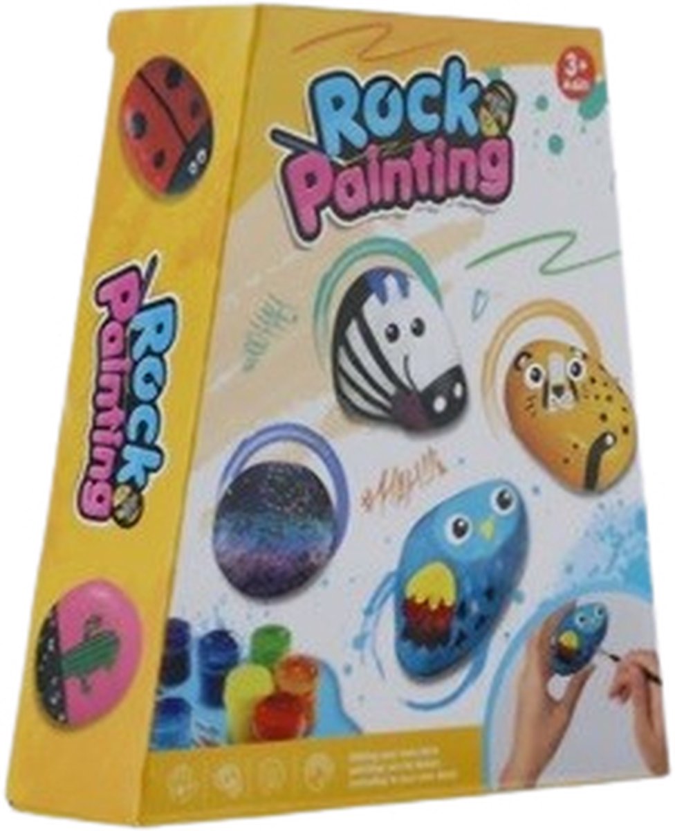 Useme - Rock Painting | Stenen Schilderen - Ca. 7 stenen - Stenen versieren - 6 kleuren verf - knutselen - Knutselpakket - 2 stuks